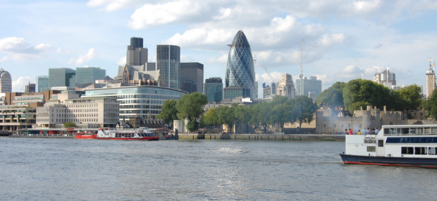 London City skyline and river