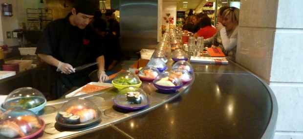 Sushi conveyor belt in London